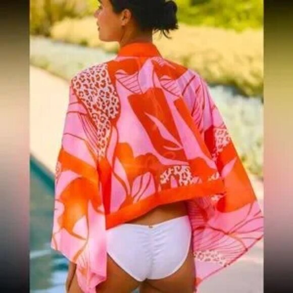 EUC Anthropologie Tie-Front Crop Length Cover Up ~ One Size Fits All - Picture 3 of 7